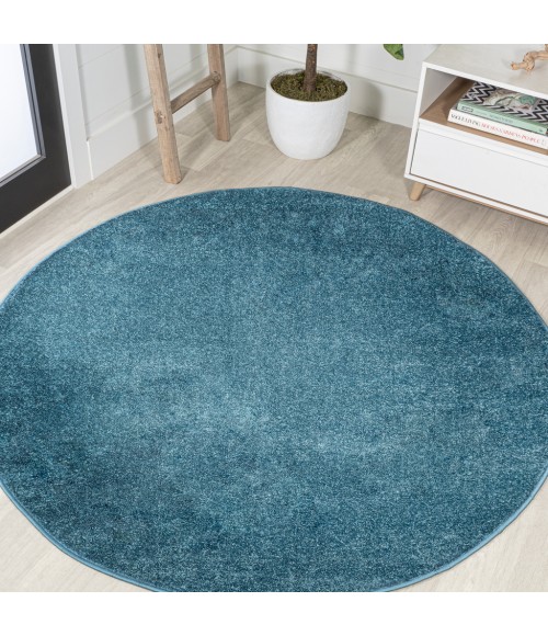 SUPERSOFT Area Rug Haze Solid Low-Pile Turquoise 4' Round Area Rug