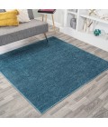 Haze Solid Low-Pile Turquoise 7' Square Area Rug