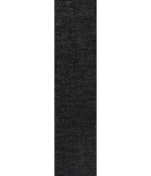 SUPERSOFT Area Rug Haze Solid Low-Pile Black 2 ft. x 12 ft. Runner Rug