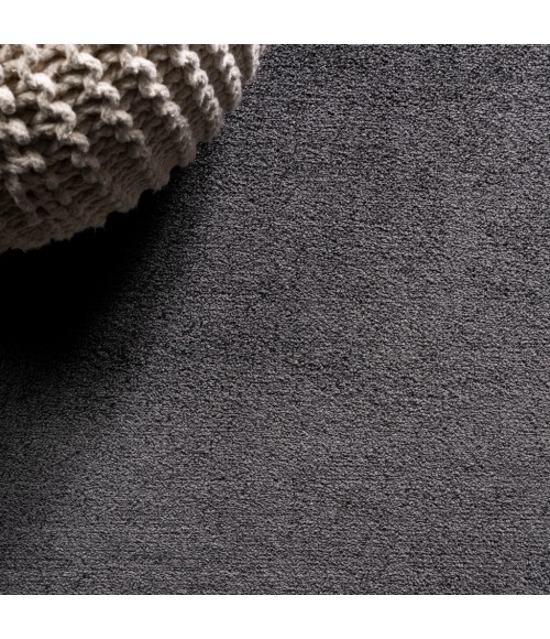 SUPERSOFT Area Rug Haze Solid Low-Pile Black 3 ft. x 5 ft. Oval Area Rug