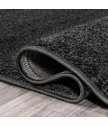 SUPERSOFT Area Rug Haze Solid Low-Pile Black 3 ft. x 5 ft. Oval Area Rug