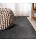 SUPERSOFT Area Rug Haze Solid Low-Pile Black 3 ft. x 5 ft. Oval Area Rug
