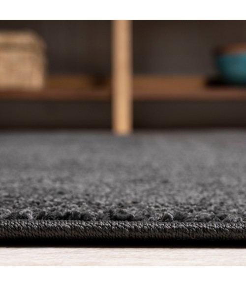 SUPERSOFT Area Rug Haze Solid Low-Pile Black 3 ft. x 5 ft. Oval Area Rug