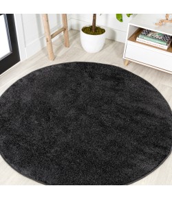 Jonathany Supersoft SEU100I Black Area Rug 5 ft. 3 in. X 5 ft. 3 in. Round