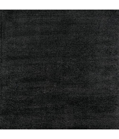 SUPERSOFT Area Rug Haze Solid Low-Pile Black 9' Square Area Rug