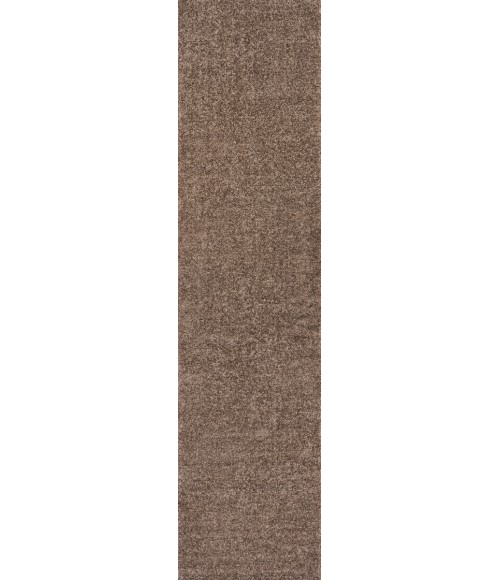 SUPERSOFT Area Rug Haze Solid Low-Pile Brown 2 ft. x 12 ft. Runner Rug