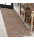 SUPERSOFT Area Rug Haze Solid Low-Pile Brown 2 ft. x 12 ft. Runner Rug
