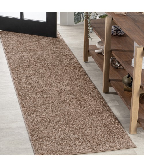 SUPERSOFT Area Rug Haze Solid Low-Pile Brown 2 ft. x 12 ft. Runner Rug