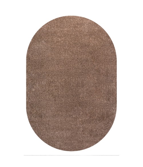 SUPERSOFT Area Rug Haze Solid Low-Pile Brown 3 ft. x 5 ft. Oval Area Rug