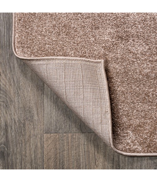 SUPERSOFT Area Rug Haze Solid Low-Pile Brown 3 ft. x 5 ft. Oval Area Rug