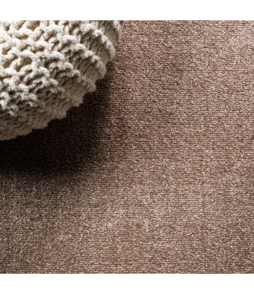 SUPERSOFT Area Rug Haze Solid Low-Pile Brown 3 ft. x 5 ft. Oval Area Rug