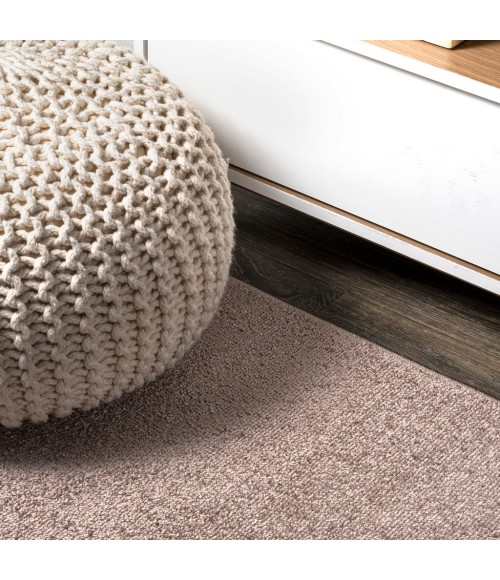 SUPERSOFT Area Rug Haze Solid Low-Pile Brown 3 ft. x 5 ft. Oval Area Rug