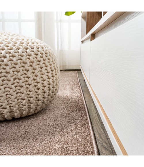 SUPERSOFT Area Rug Haze Solid Low-Pile Brown 3 ft. x 5 ft. Oval Area Rug