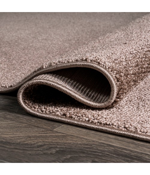 SUPERSOFT Area Rug Haze Solid Low-Pile Brown 3 ft. x 5 ft. Oval Area Rug