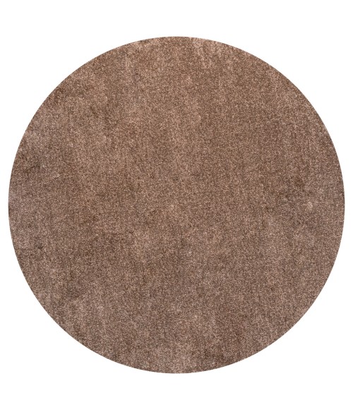 SUPERSOFT Area Rug Haze Solid Low-Pile Brown 8' Round Area Rug