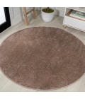 SUPERSOFT Area Rug Haze Solid Low-Pile Brown 8' Round Area Rug