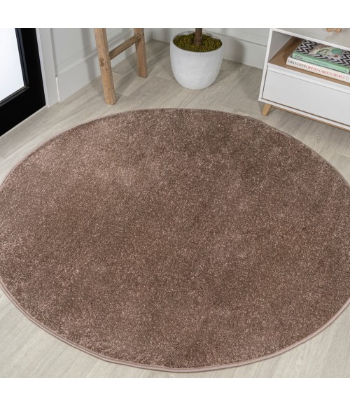 SUPERSOFT Area Rug Haze Solid Low-Pile Brown 8' Round Area Rug