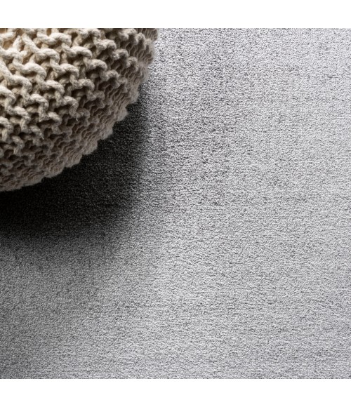 SUPERSOFT Area Rug Haze Solid Low-Pile Light Gray 6' Round Area Rug