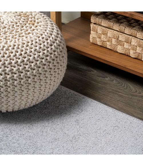 SUPERSOFT Area Rug Haze Solid Low-Pile Light Gray 6' Round Area Rug