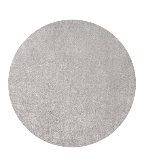 SUPERSOFT Area Rug Haze Solid Low-Pile Light Gray 6' Round Area Rug