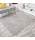 SUPERSOFT Area Rug Haze Solid Low-Pile Light Gray 7' Square Area Rug