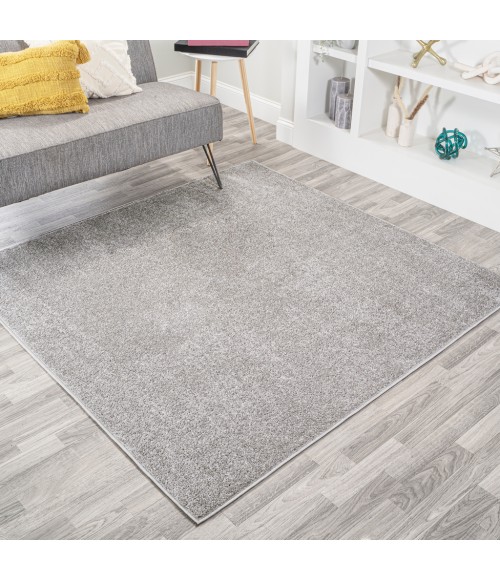 SUPERSOFT Area Rug Haze Solid Low-Pile Light Gray 7' Square Area Rug