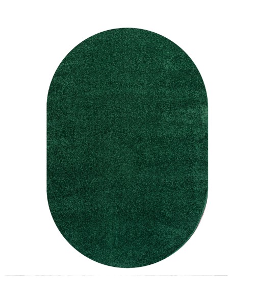 Haze Solid Low-Pile Emerald 5 ft. x 8 ft. Oval Area Rug
