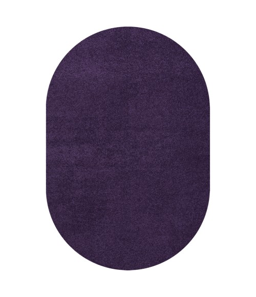 SUPERSOFT Area Rug Haze Solid Low-Pile Purple 5 ft. x 8 ft. Oval Area Rug