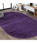 SUPERSOFT Area Rug Haze Solid Low-Pile Purple 5 ft. x 8 ft. Oval Area Rug