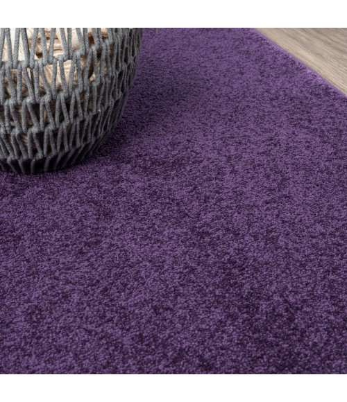 SUPERSOFT Area Rug Haze Solid Low-Pile Purple 5 ft. x 8 ft. Oval Area Rug