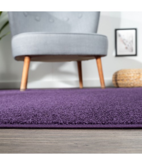 SUPERSOFT Area Rug Haze Solid Low-Pile Purple 5 ft. x 8 ft. Oval Area Rug