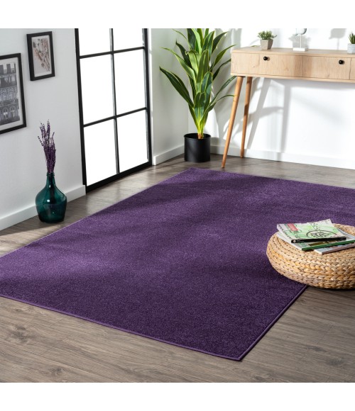 Haze Solid Low-Pile Purple 3 ft. x 5 ft. Area Rug
