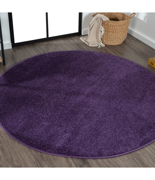 Haze Solid Low-Pile Purple 6' Round Area Rug