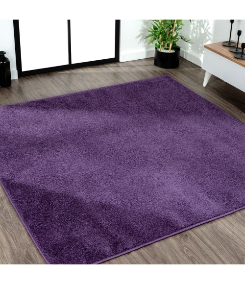 Haze Solid Low-Pile Purple 5' Square Area Rug