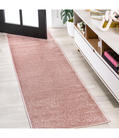 SUPERSOFT Area Rug Haze Solid Low-Pile Pink 2 ft. x 10 ft. Runner Rug