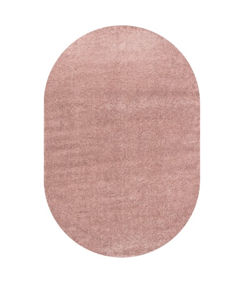 SUPERSOFT Area Rug Haze Solid Low-Pile Pink 5 ft. x 8 ft. Oval Area Rug