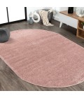 SUPERSOFT Area Rug Haze Solid Low-Pile Pink 5 ft. x 8 ft. Oval Area Rug