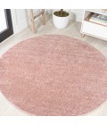SUPERSOFT Area Rug Haze Solid Low-Pile Pink 5' Round Area Rug