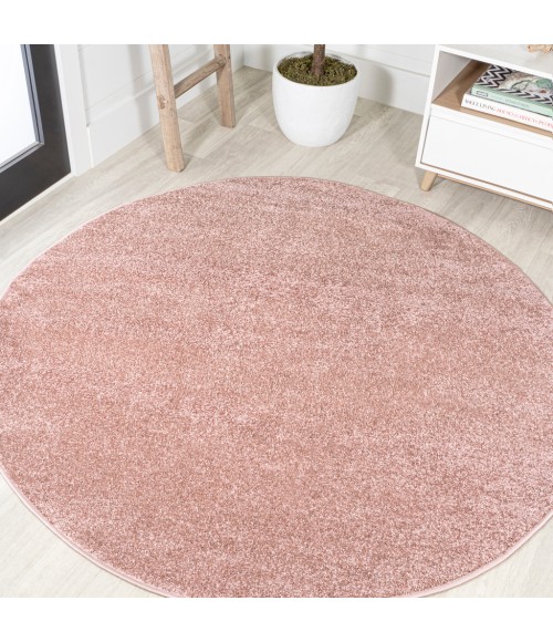 SUPERSOFT Area Rug Haze Solid Low-Pile Pink 5' Round Area Rug