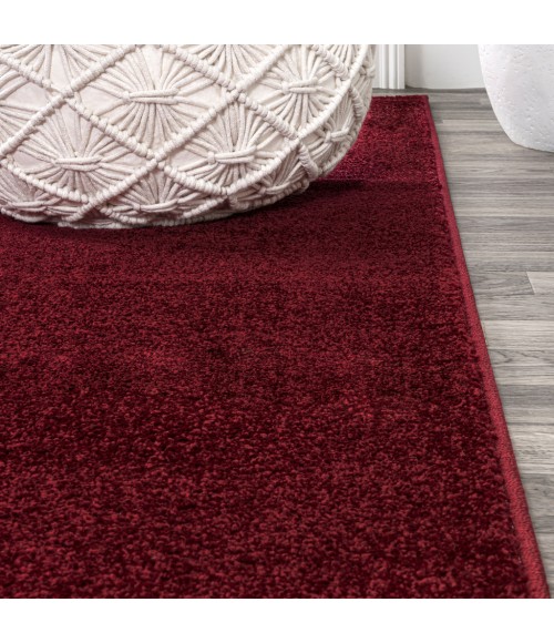 Haze Solid Low-Pile Dark Red 6' Square Area Rug