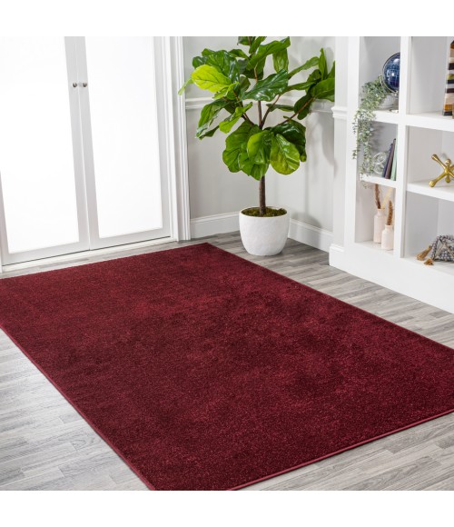 Haze Solid Low-Pile Dark Red 8 ft. x 10 ft. Area Rug