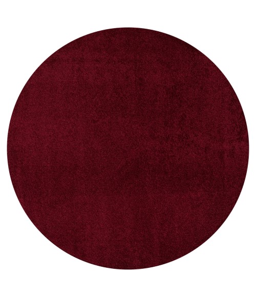 SUPERSOFT Area Rug Haze Solid Low-Pile Dark Red 8' Round Area Rug