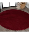 SUPERSOFT Area Rug Haze Solid Low-Pile Dark Red 8' Round Area Rug