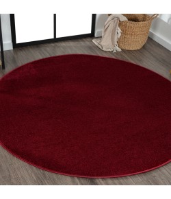 Jonathany Supersoft SEU100Q Dark Red Area Rug 5 ft. 3 in. X 5 ft. 3 in. Round