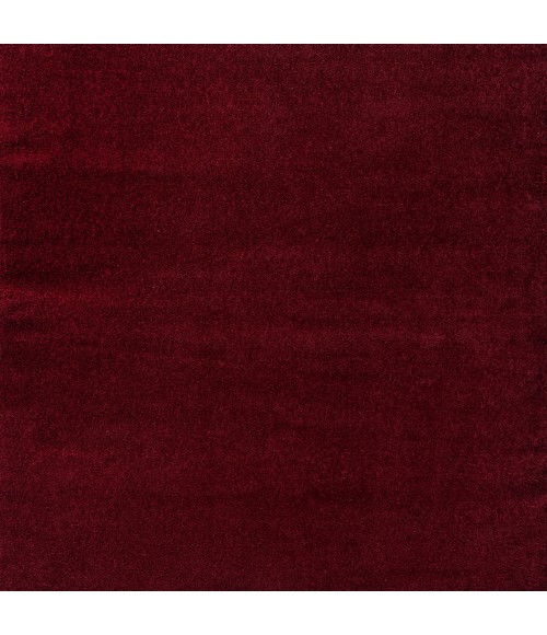Haze Solid Low-Pile Dark Red 6' Square Area Rug