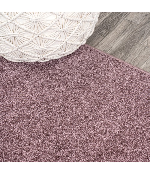 SUPERSOFT Area Rug Haze Solid Low-Pile Light Purple 8' Round Area Rug