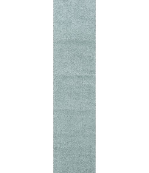 SUPERSOFT Area Rug Haze Solid Low-Pile Light Blue 2 ft. x 8 ft. Runner Rug