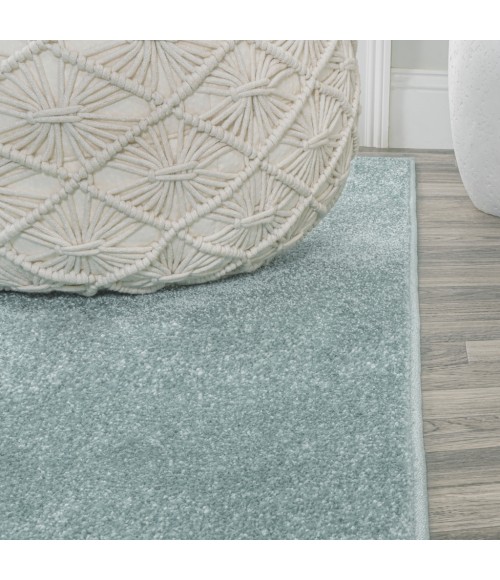 SUPERSOFT Area Rug Haze Solid Low-Pile Light Blue 2 ft. x 8 ft. Runner Rug