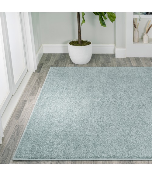 SUPERSOFT Area Rug Haze Solid Low-Pile Light Blue 8 ft. x 10 ft. Area Rug
