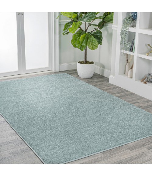 SUPERSOFT Area Rug Haze Solid Low-Pile Light Blue 8 ft. x 10 ft. Area Rug